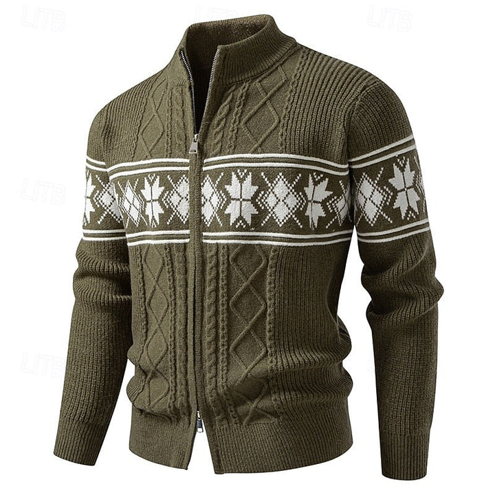Grzegorz | Kardigan męski Fair Isle zapinany na zamek
