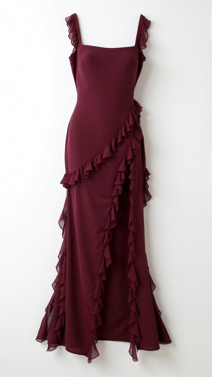 Elavira | Elegancka Sukienka Maxi z Falbankami