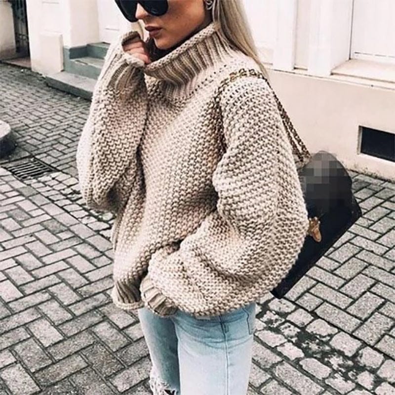 Zofia | Sweter damski z golfem i grubym splotem
