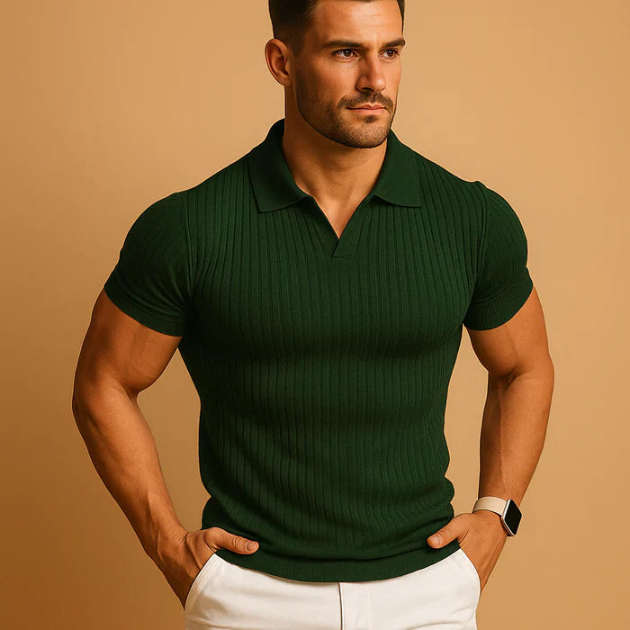 Adrian | Koszulka Polo Męska Prążkowana Slim Fit