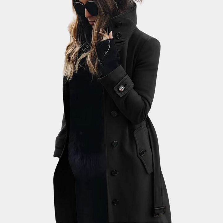 Teresa | Płaszcz Trench Damski Dwurzędowy z Paskiem