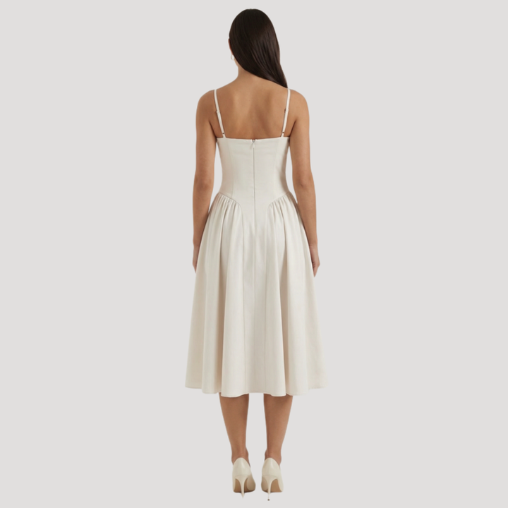 Halina | Sukienka Midi Na Wesele z Dekoltem Serce