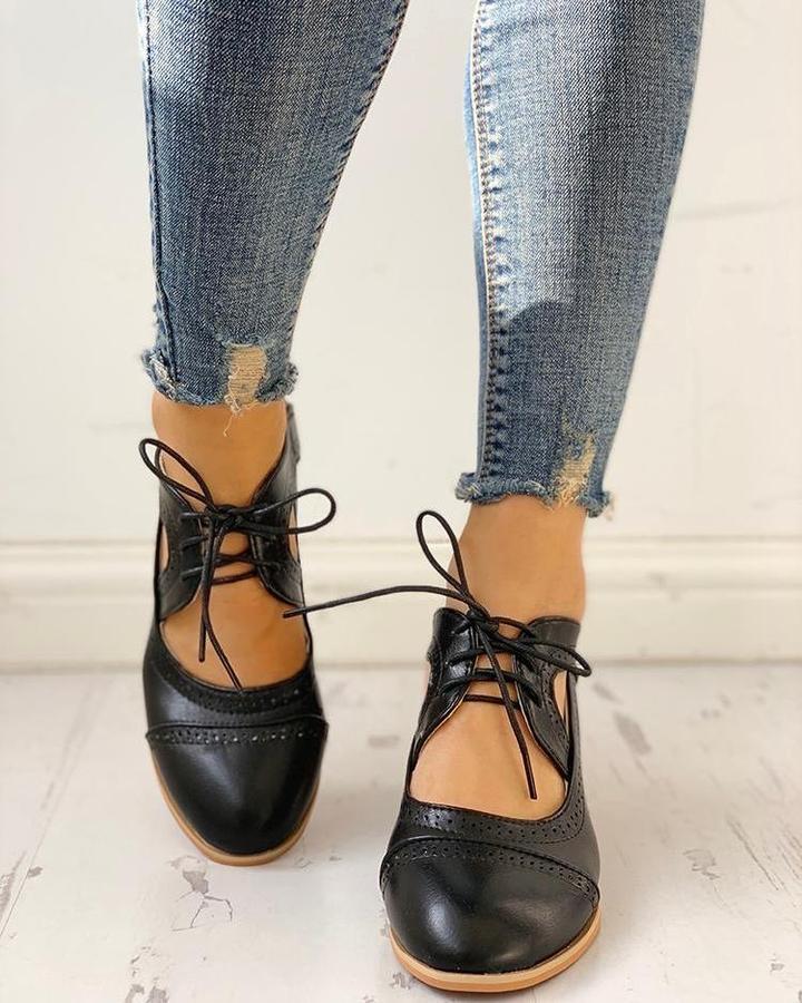 Natalia | Buty Damskie Na Obcasie T-Strap Ze Sznurowaniem Eleganckie