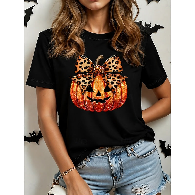 Magdalena | T-shirt damski z okrągłym dekoltem i nadrukiem Halloween