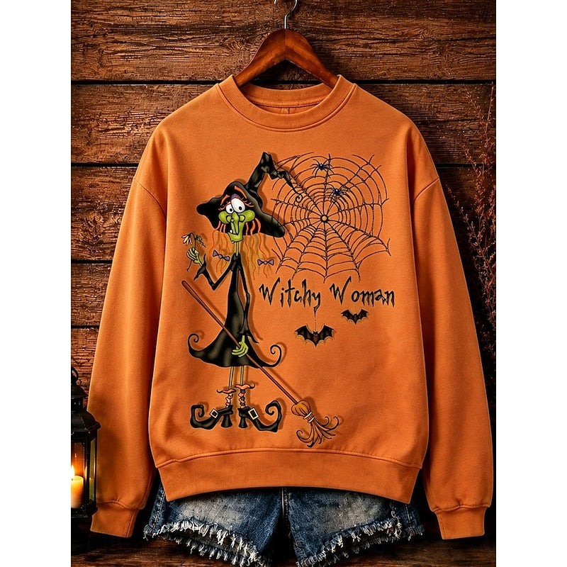 Katarzyna | Bluza damska z okrągłym dekoltem i nadrukiem Halloween