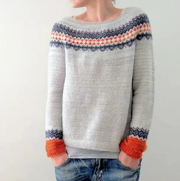 Zuzanna | Sweter damski z okrągłym dekoltem w wzór Fair Isle