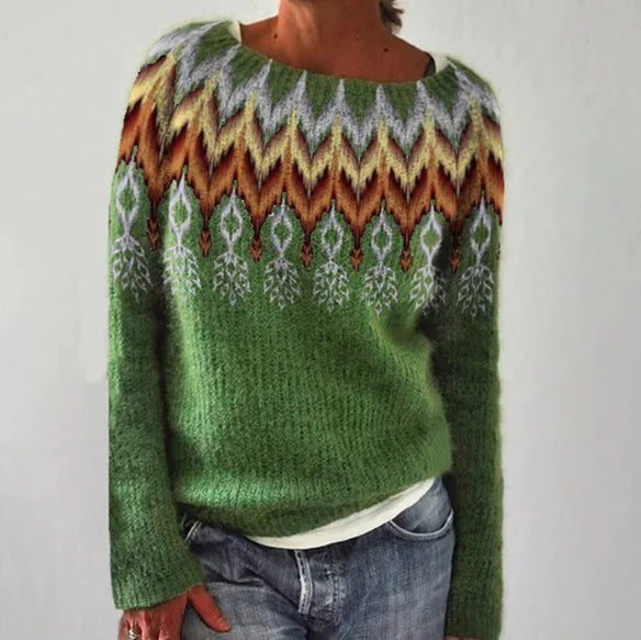 Zuzanna | Sweter damski z okrągłym dekoltem w wzór Fair Isle
