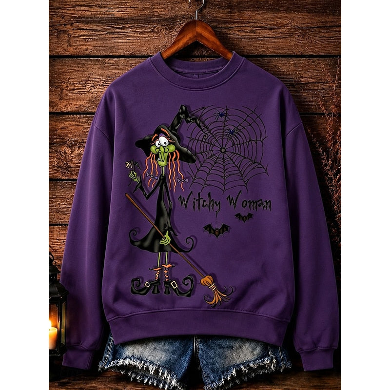 Katarzyna | Bluza damska z okrągłym dekoltem i nadrukiem Halloween