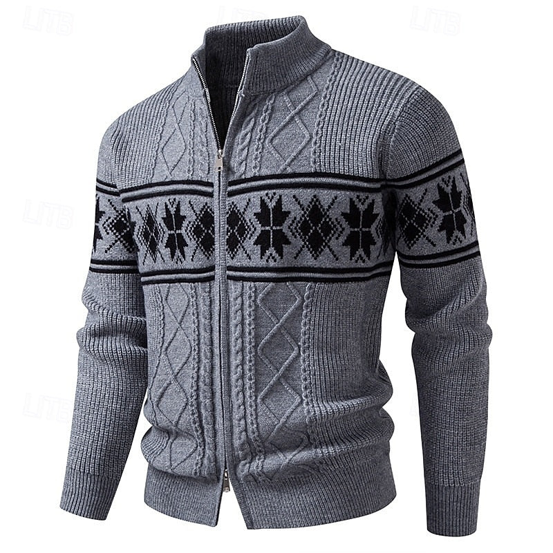 Grzegorz | Kardigan męski Fair Isle zapinany na zamek