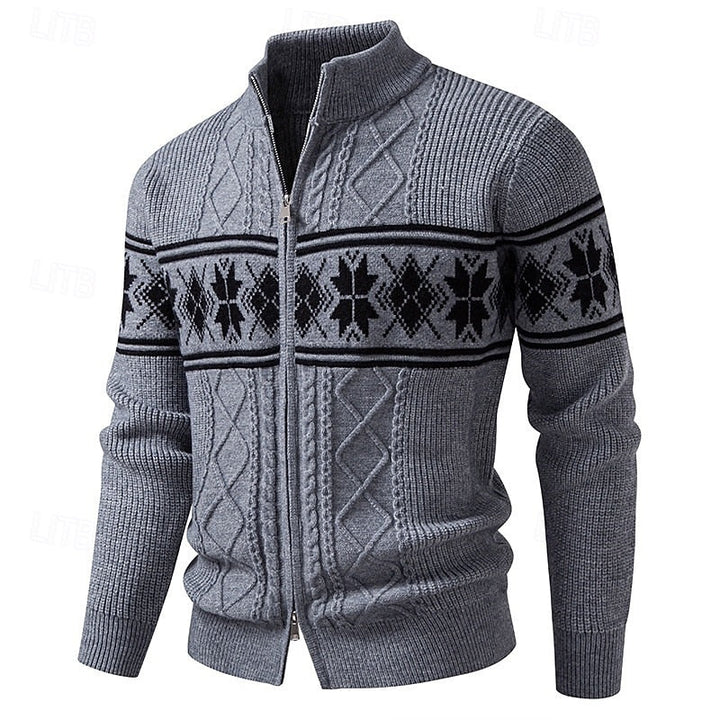 Grzegorz | Kardigan męski Fair Isle zapinany na zamek